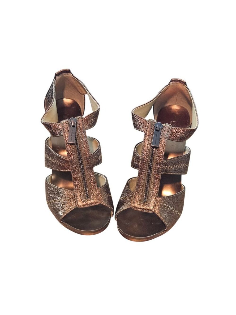 Michael Kors Bronze Metallic Zipper Heels - Picture 16 of 16